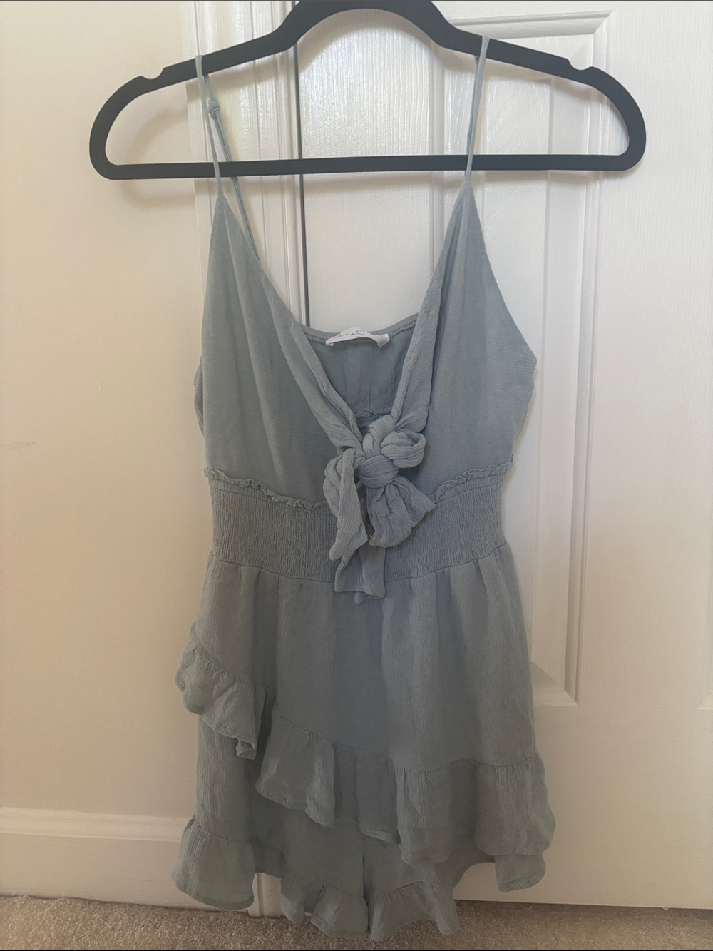 American Threads Light Blue Ruffled Sleeveless Romper